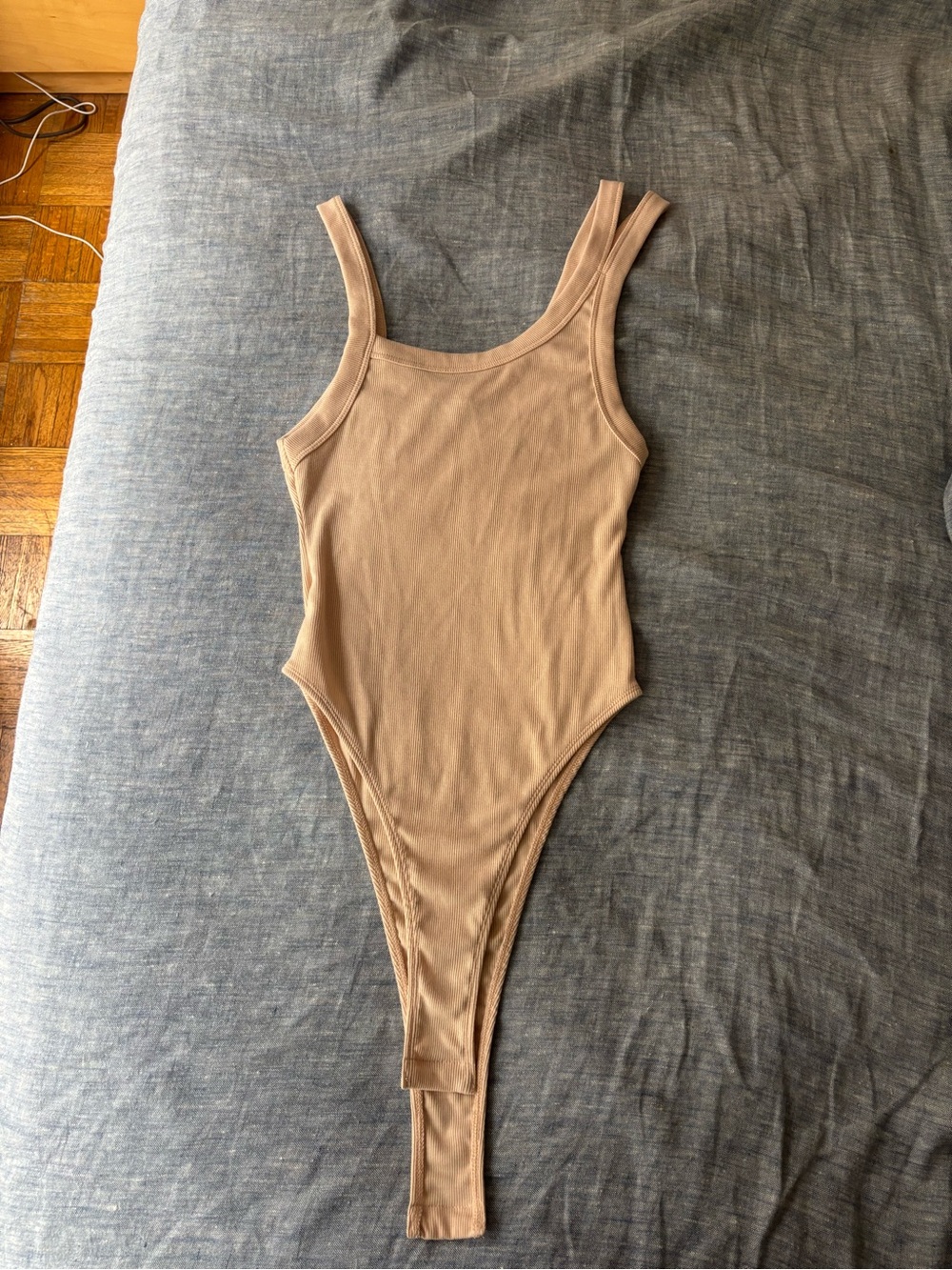Zara Ribbed Tan Bodysuit